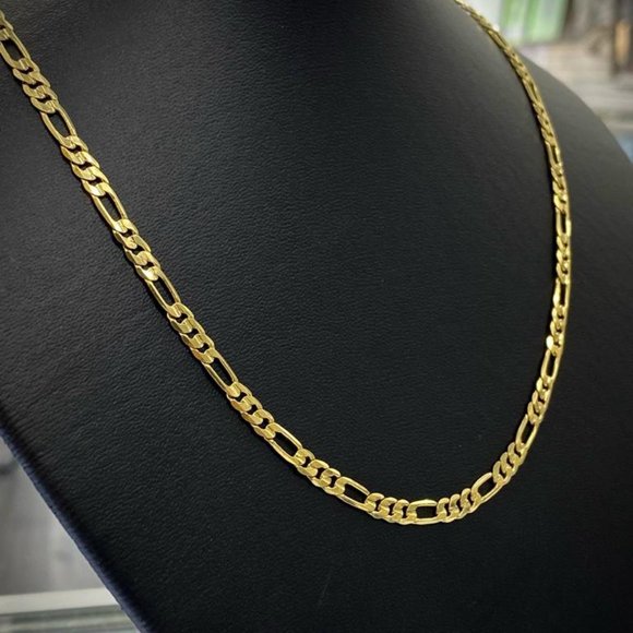 14K Solid Gold Filled Figaro Chain Necklace for Mens and Womens Inches 4mm - Picture 6 of 10